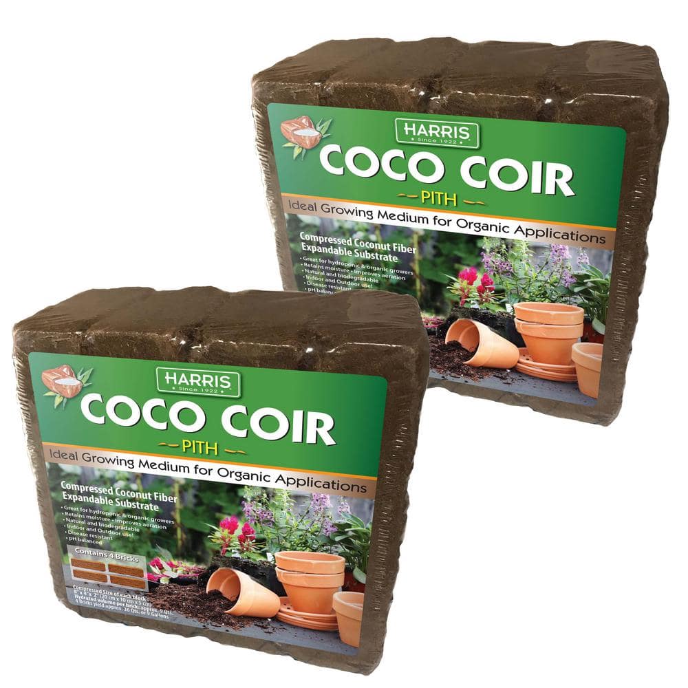 18 Gal. Expanding Coco Coir Pith (8 Brick/2-Pack) Soilless Growing Media - Hercitys