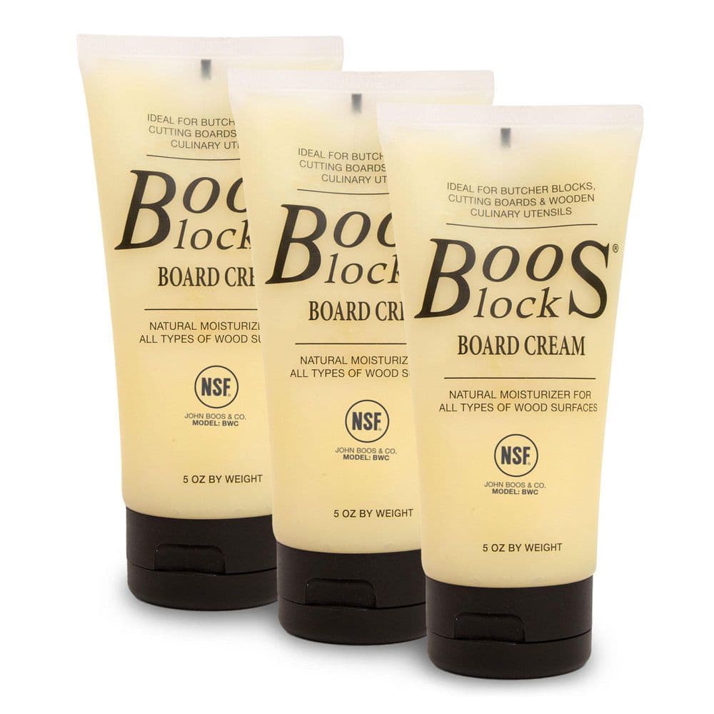 3-Piece Block Wooden Butcher Block Board Natural Moisture Cream, 5 Oz - Hercitys