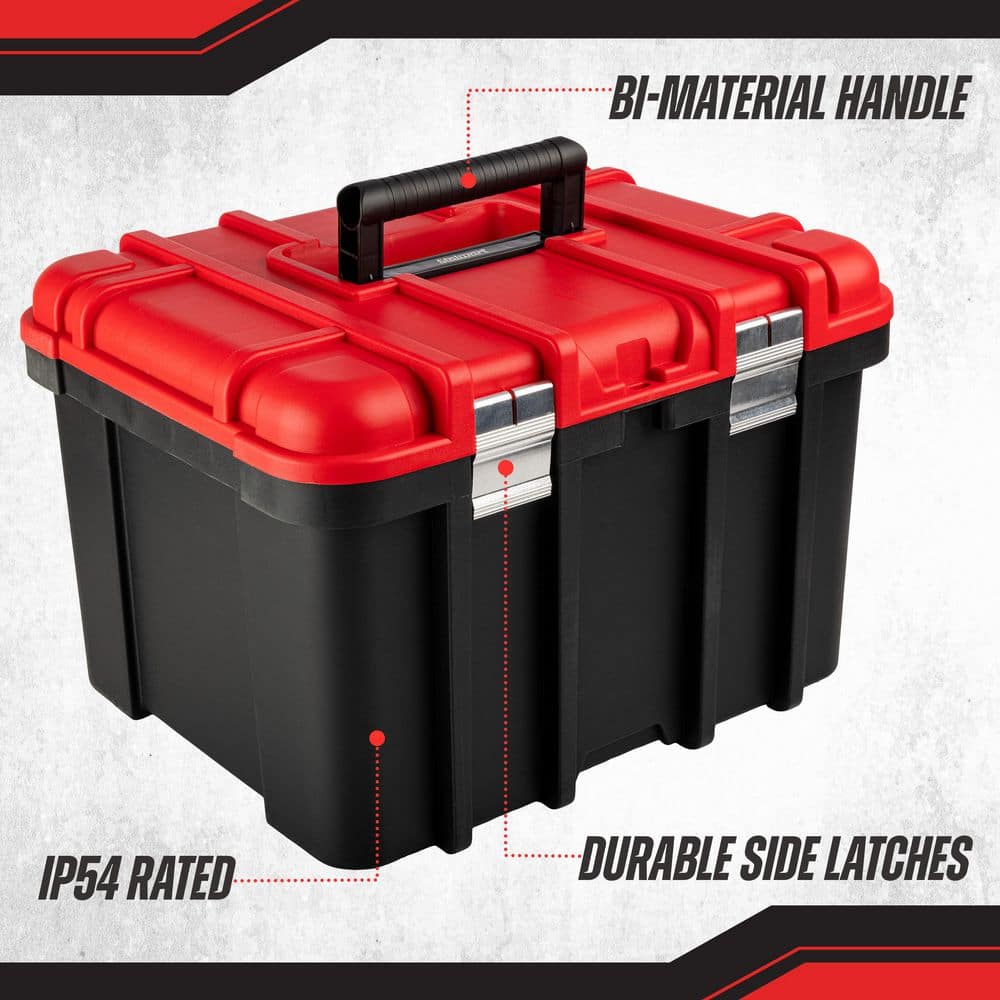 18. 7 in. L x 15.16 W Portable Plastic Toolbox Organizer Red - Hercitys