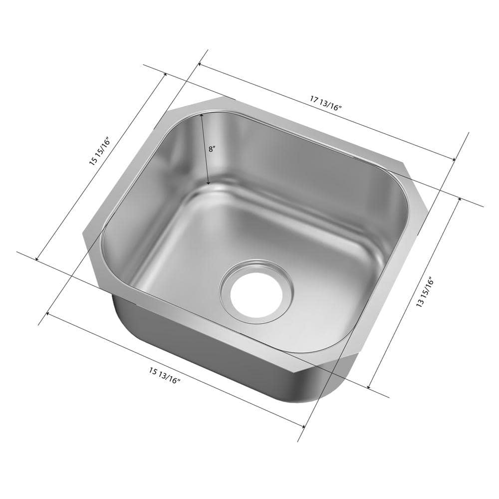 18 in. Undermount Single Bowl 18-Gauge Stainless Steel Bar Sink - Hercitys