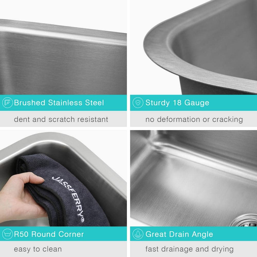 18-Gauge Stainless Steel 18 in. Single Bowl Undermount Kitchen Sink with Bottom Grid - Hercitys