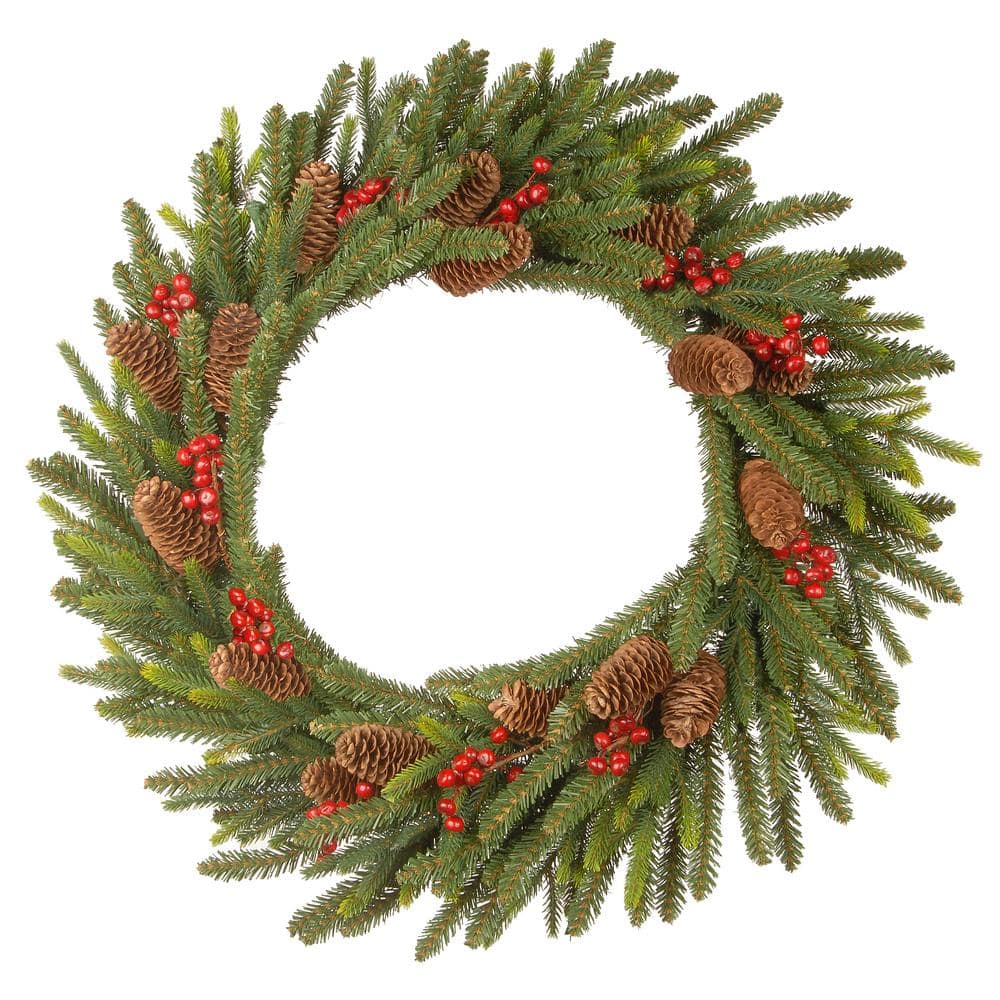 24 in. Dorchester Fir Artificial Christmas Wreath with Battery Operated LED Lights - Hercitys