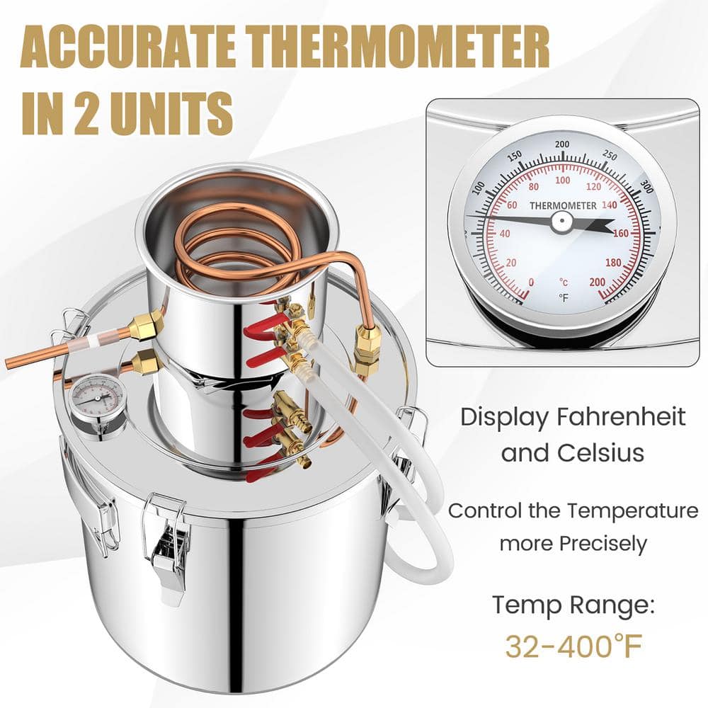 5 Gal Alcohol Still 2 Pots Stainless Steel Alcohol Distiller Copper Tube - Hercitys