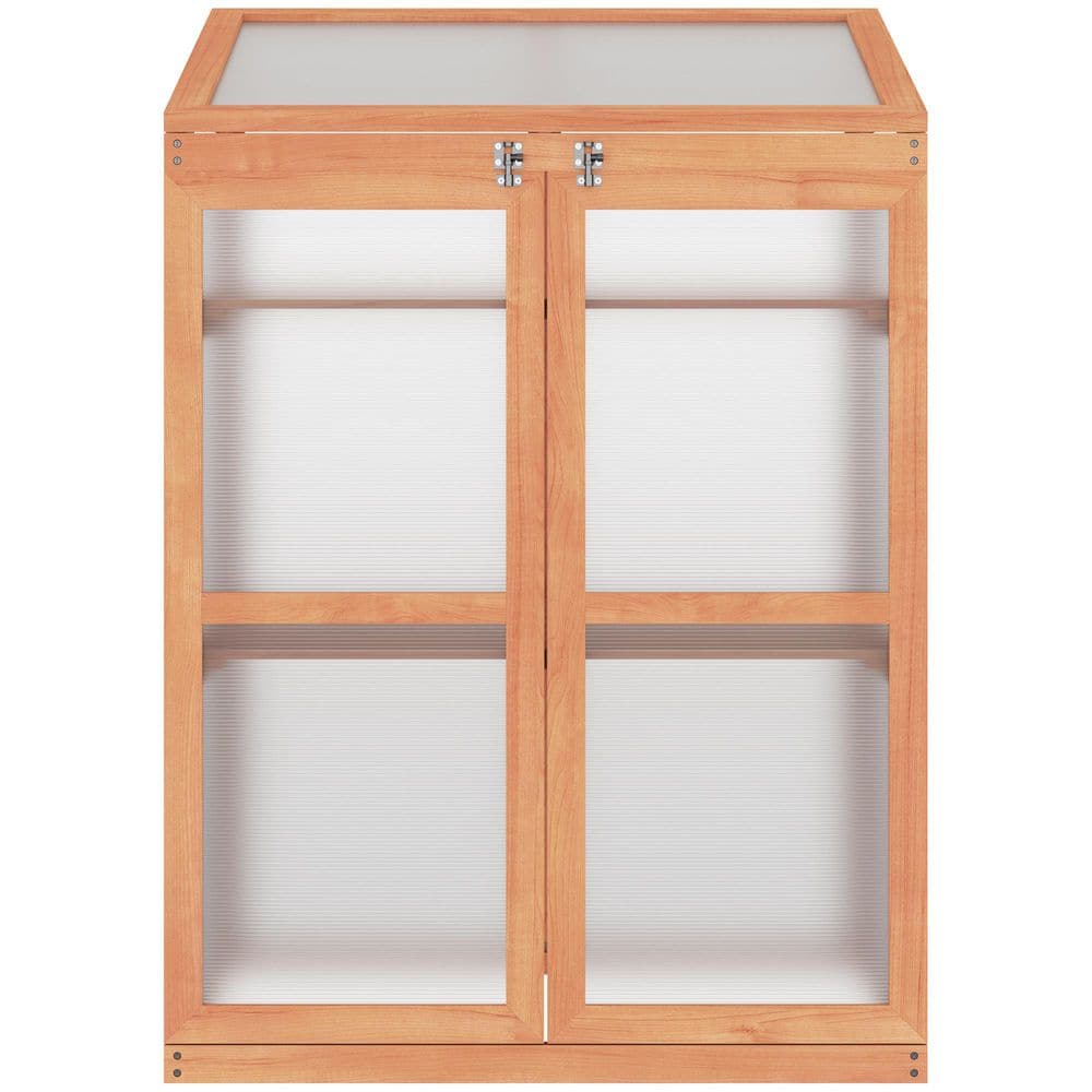 30 in. W x 24 in. D x 44 in. H Outsunny Wooden Cold Frame Small Mini Greenhouse Cabinet - Hercitys