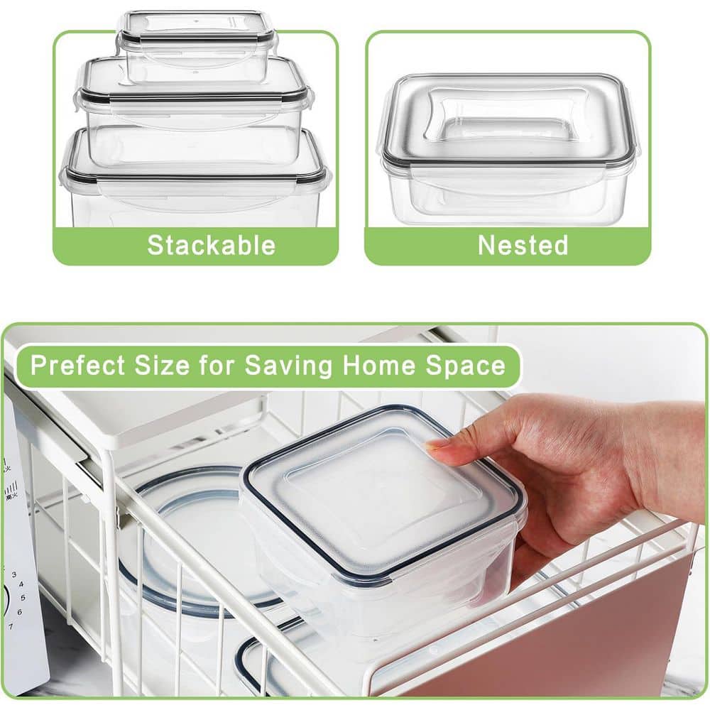 20-Packs Food Storage Containers Set with Snap Lids BPA-Free Plastic Lunch Bento Box Black - Hercitys
