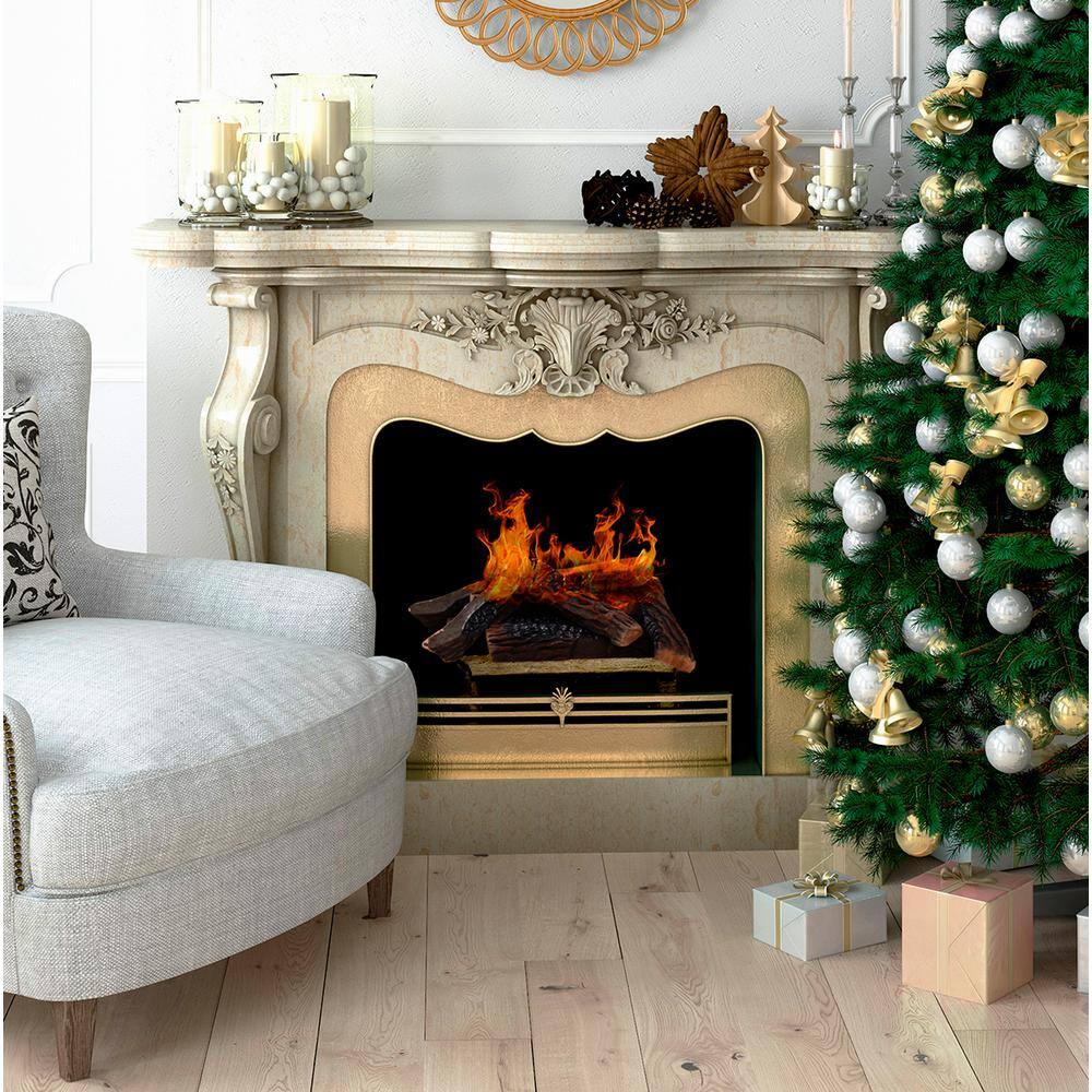 10-Pack 14 in. Large Flame Ceramic Wood Fireplace Fire Pit Log Set - Hercitys