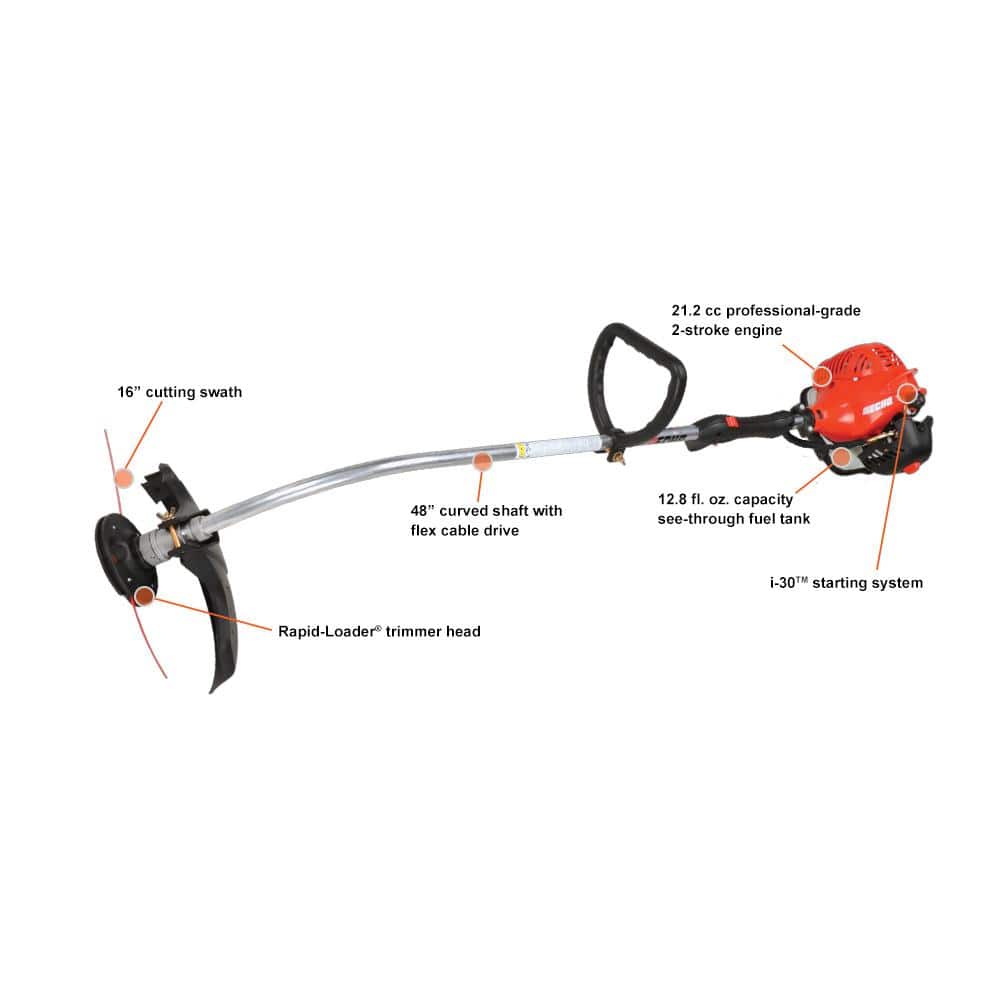 21.2 cc Gas 2-Stroke Curved Shaft String Trimmer with Rapid-Loader Trimmer Head - Hercitys