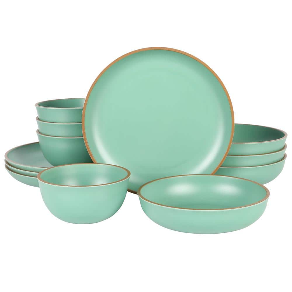 12-Piece Double Bowl Melamine Dinnerware Set - Hercitys