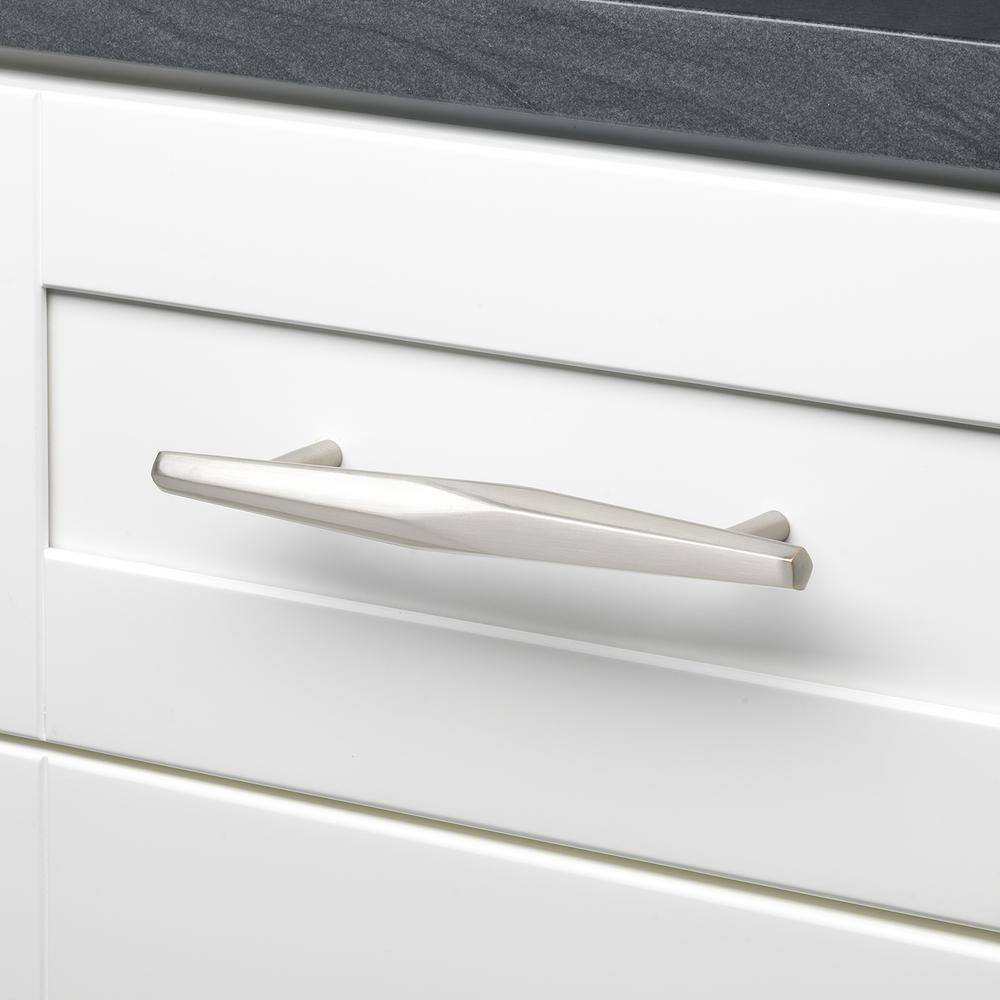 5 in. Screw Spacing Satin Nickel Solid Faceted Cabinet Drawer Bar Pulls (10-Pack) - Hercitys