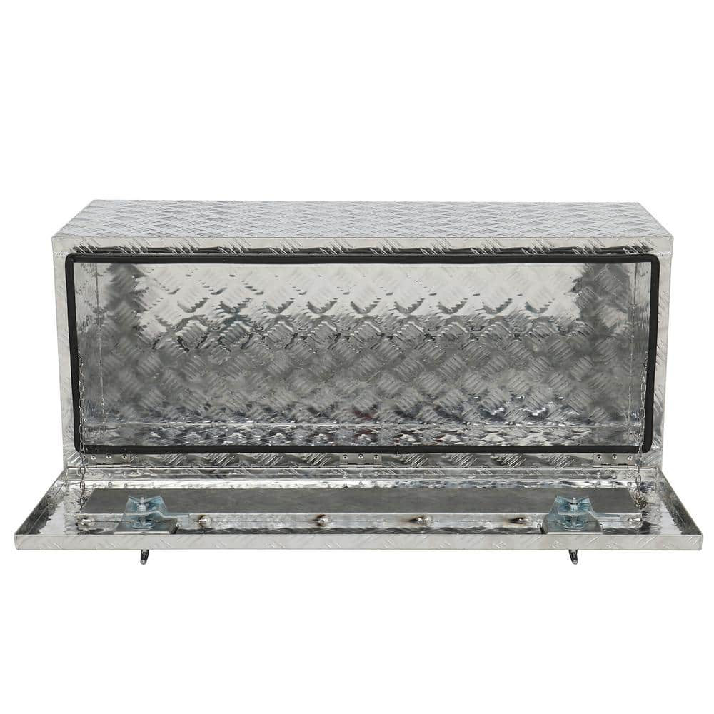 42 in. Silver Diamond Plate Aluminum Underbody Truck Tool Box Double Lock with Key - Hercitys