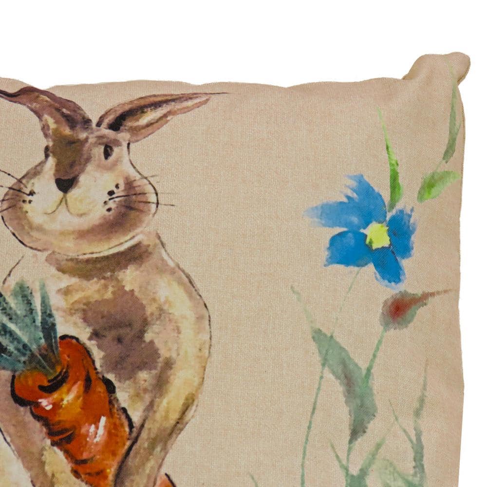 16 in. Bunny with Carrot Easter Pillow - Hercitys