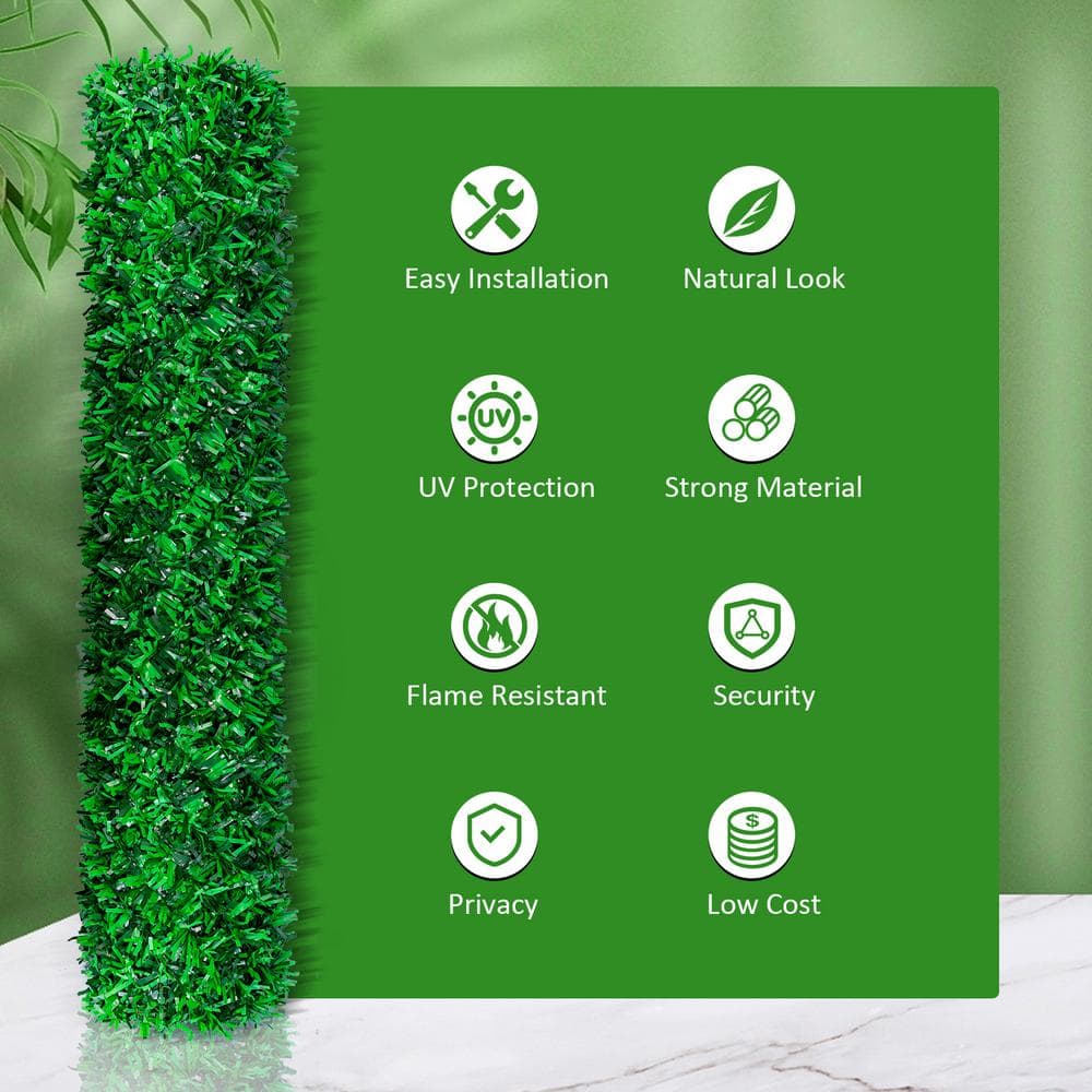 3.3 ft. x 10 ft. Plastic Artificial Green Garden Fence, Strong & Durable Waterproof for Outdoor Gardens & Courtyards - Hercitys