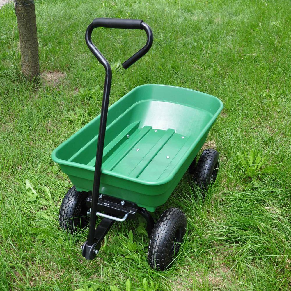 1.94 cu. ft. Steel Green Folding Poly Garden Cart Dump Truck - Hercitys