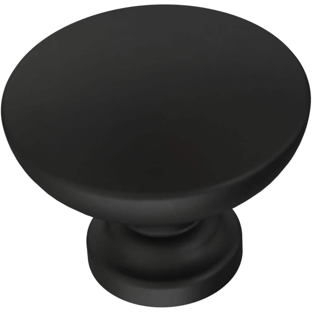 5-Pack Fulton 1-3/16 in. (30 mm) Matte Black with Antimicrobial Properties Round Cabinet Knobs - Hercitys