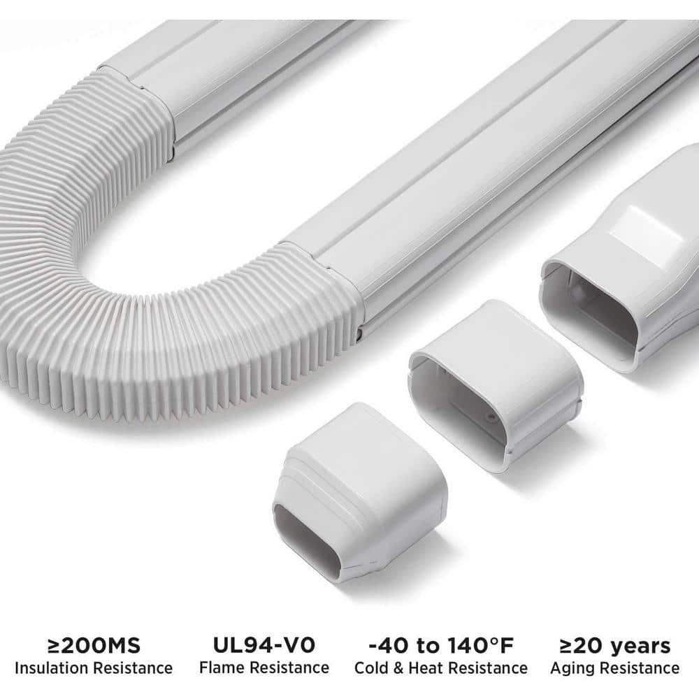4 in. W x 7.5 ft. L Decorative PVC Line Cover Kit for Mini Split and Central Air Conditioners, AC Heat Pumps Systems - Hercitys