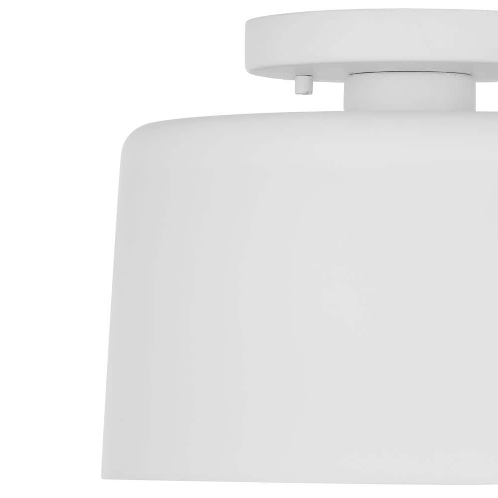10 in. 1-Light Matte White Semi-Flush Mount - Hercitys