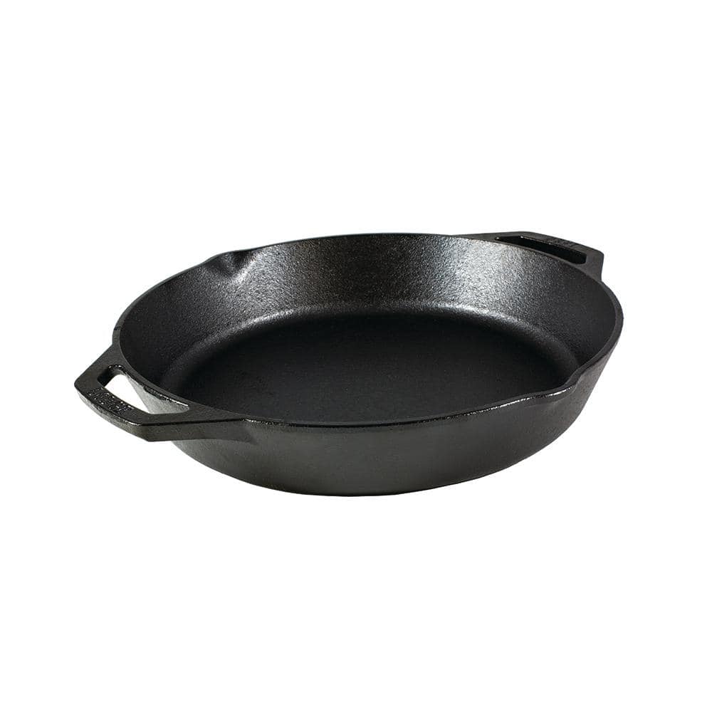 12 in. Cast Iron Skillet in Black with Dual Handles - Hercitys
