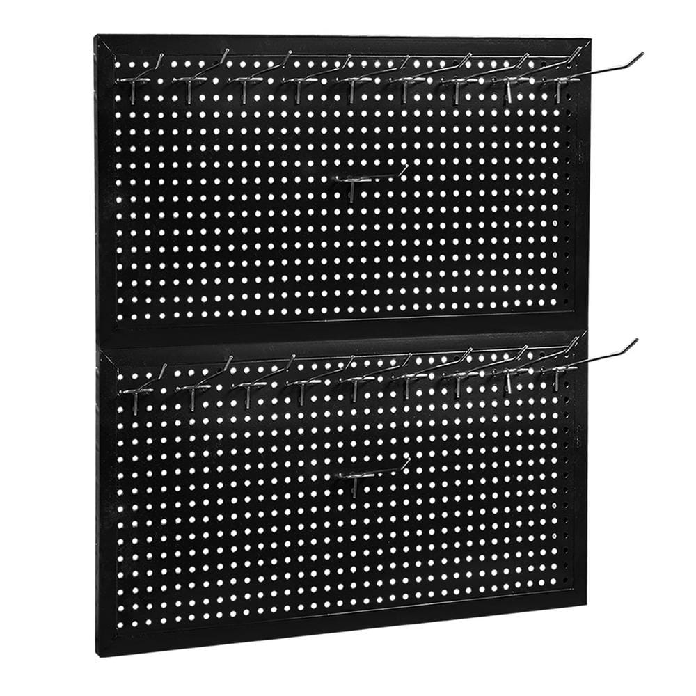 22-Piece 24 in. Steel Modular Pegboard Board Kit, Hanging Closet Organizer, Black - Hercitys