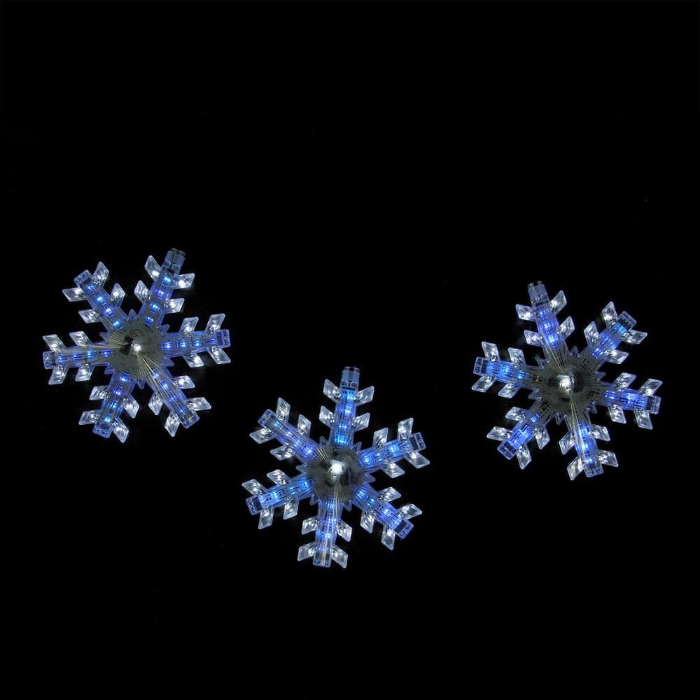 2.08 ft. 3-Light Cascading Blue and White Snowfall LED Snowflake Christmas Lights - Hercitys