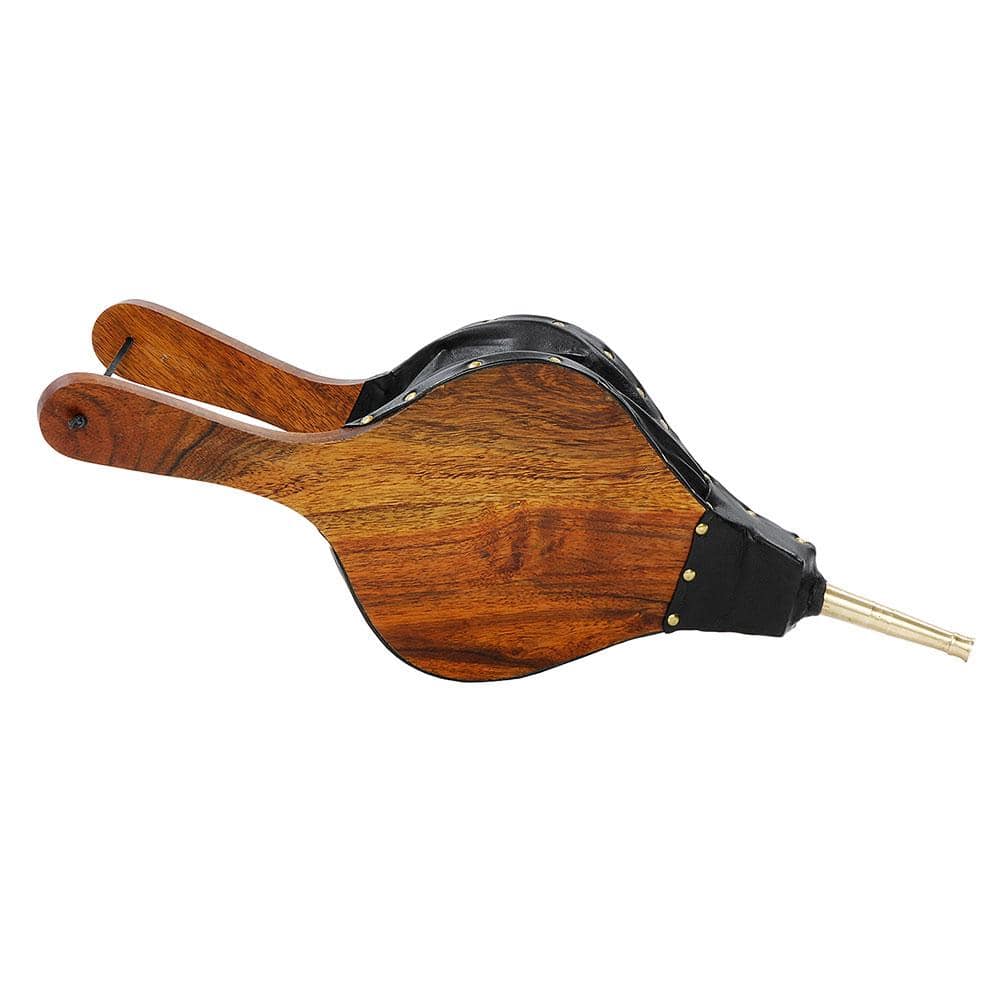 18.25 in. L Natural Wood Black and Brass Large Classic Fire-Starting Bellow - Hercitys
