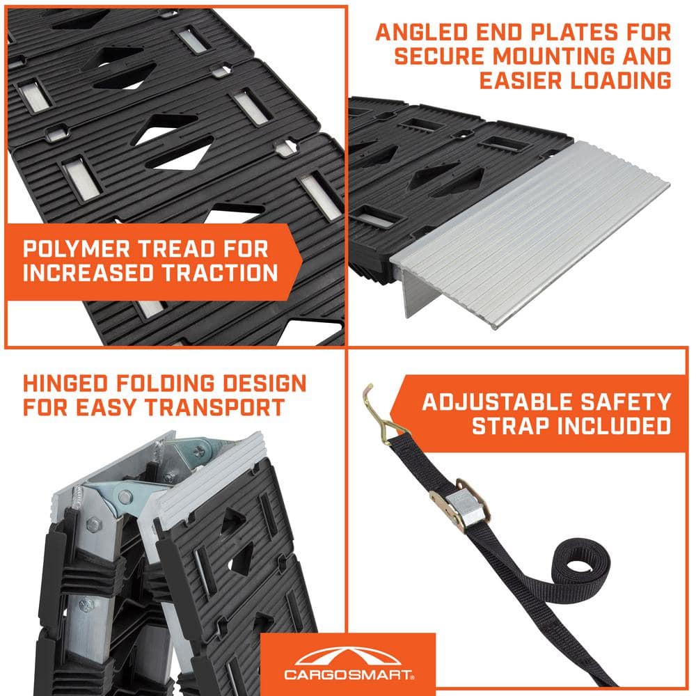 12 in. W x 90 in. L 750 lb. Capacity Hybrid S-Curve Centerfold Truck Loading Ramp (Includes 1 Ramp) - Hercitys