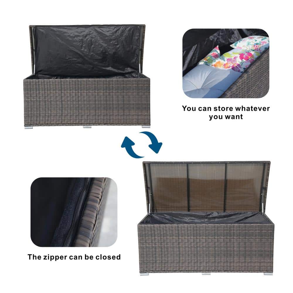 150 Gal. Brown Iron Wicker Deck Box - Hercitys