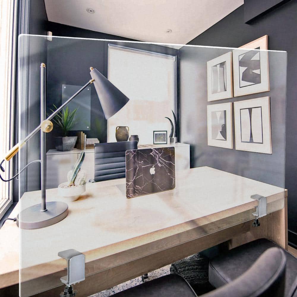 30 in. x 40 in. Clear Acrylic Personal Protection Equipment Panel/Silver Clamp Pack Of (1-Piece) - Hercitys