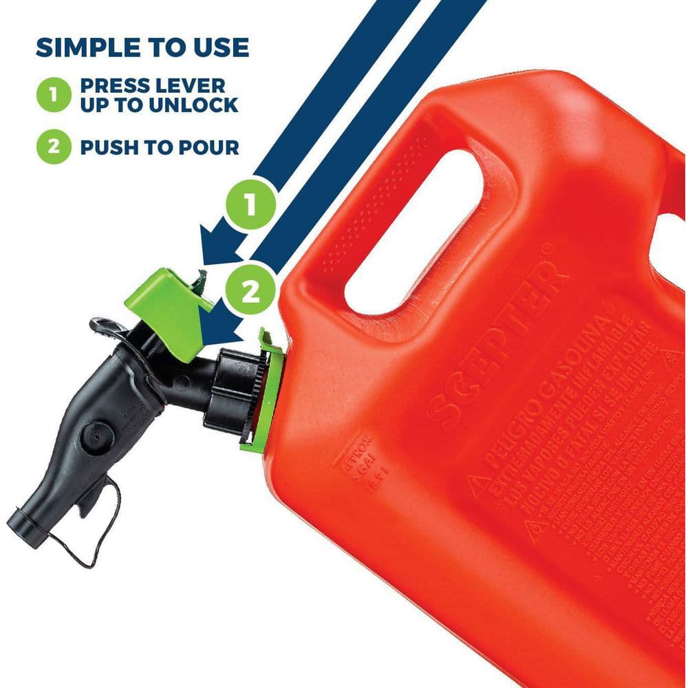 5 Gal. Smart Control Gas Can with Rear Handle, Red Fuel Container - Hercitys