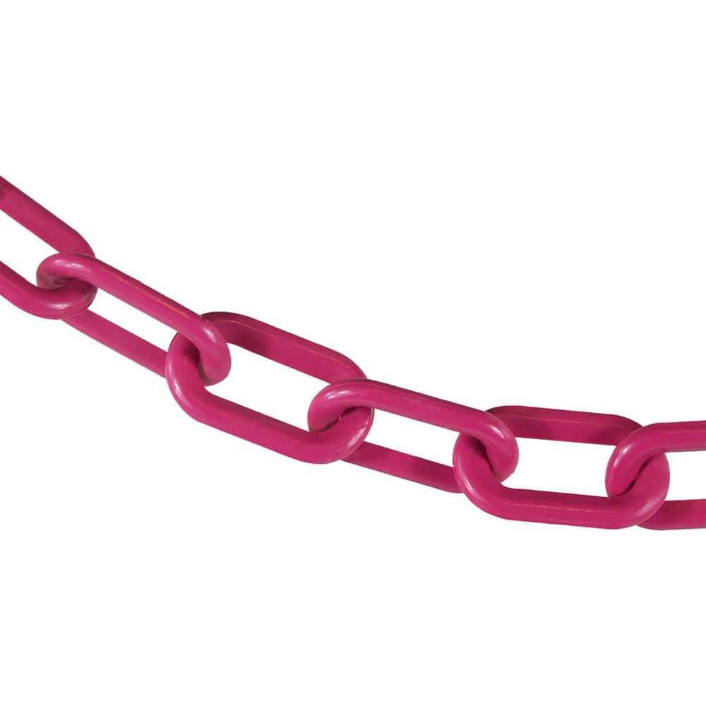 2 in. (#8, 51 mm) x 10 ft. Plastic Safety Chain in Safety Pink - Hercitys
