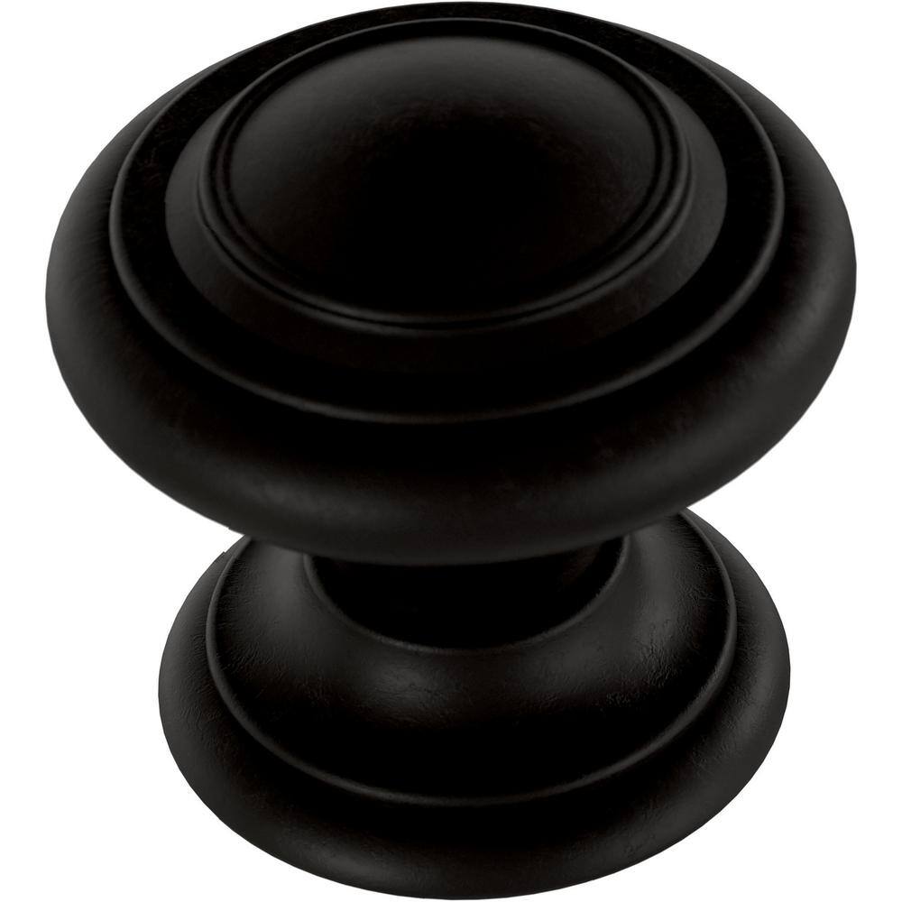 30-Pack Simple Double Ring 1-1/8 in. (29 mm) Classic Matte Black Round Cabinet Knobs - Hercitys