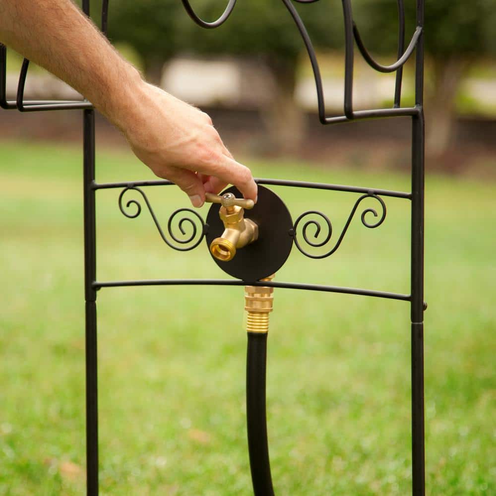 125 ft. Black Steel With Spigot KD Hose Stand Garden Hose Reel - Hercitys