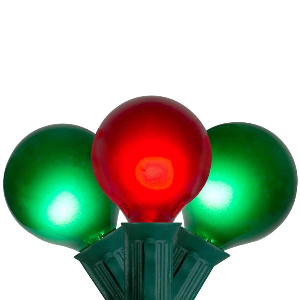 15-Count Red and Green G50 Globe Christmas Light Set, 13.5 ft. Green Wire - Hercitys