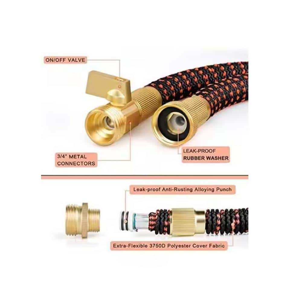 3/4 in. Dia x 150 ft. Light-Weight 3 Times Expandable Garden Hose with Triple Layer Latex Core & No-Kink Flex Water Hose - Hercitys