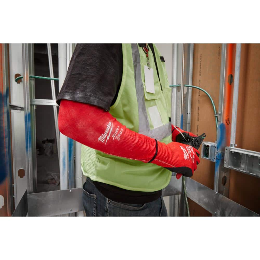 16 in. Red 4-Way Stretch Cut 3 Resistant Protective Arm Sleeves - Hercitys