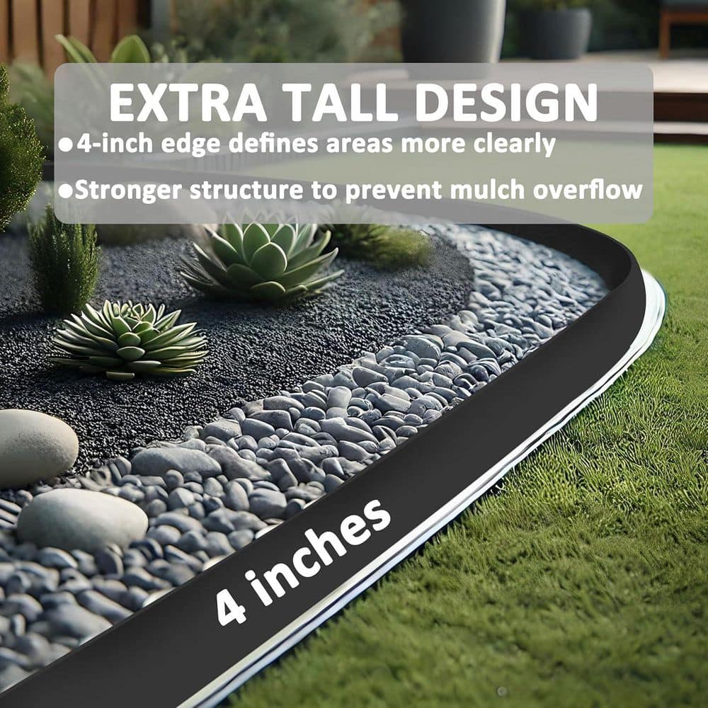 4 in. x 80 ft. Black Landscape Edging Kit with 150-Stakes for Lawn and Garden Borders - Hercitys