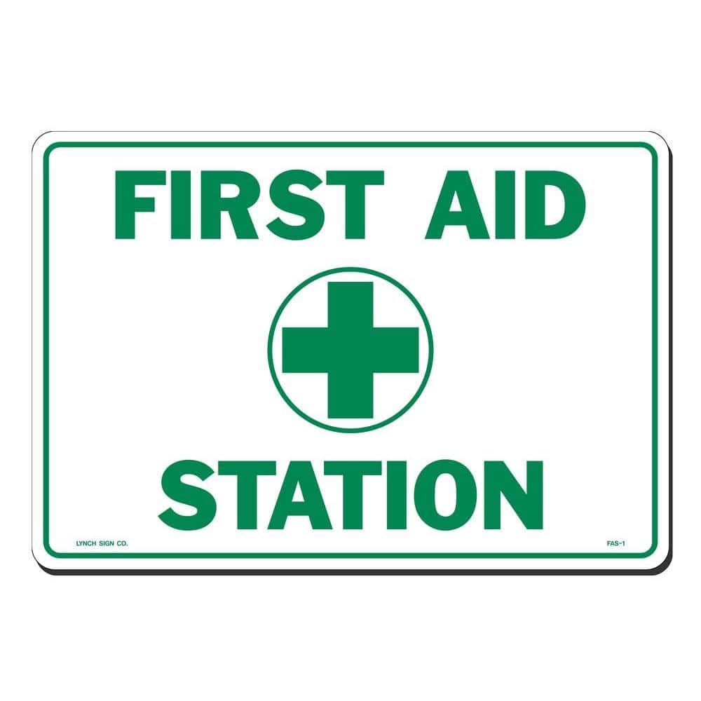 14 in. x 10 in. First Aid Station Sign Printed on More Durable, Thicker, Longer Lasting Styrene Plastic - Hercitys