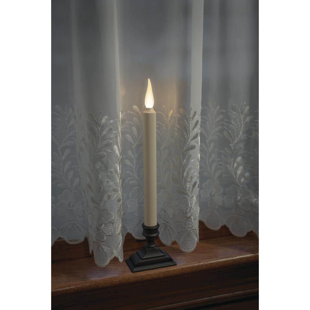 12.5 in. White Battery Operated LED Taper Candle with Warm 3D Flame - Hercitys