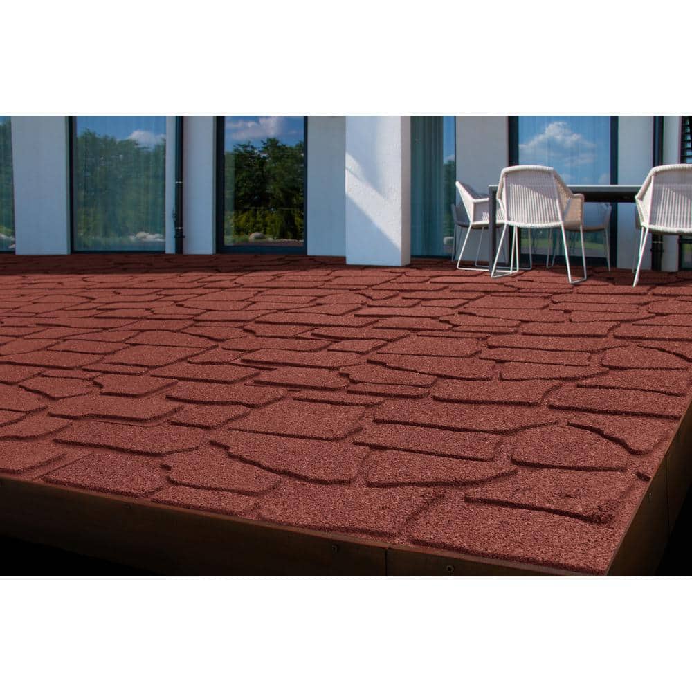 24 in. x 12 in. x 5/8 in. Red Interlocking Dual-Sided Rubber Paver (9-Pack) - Hercitys