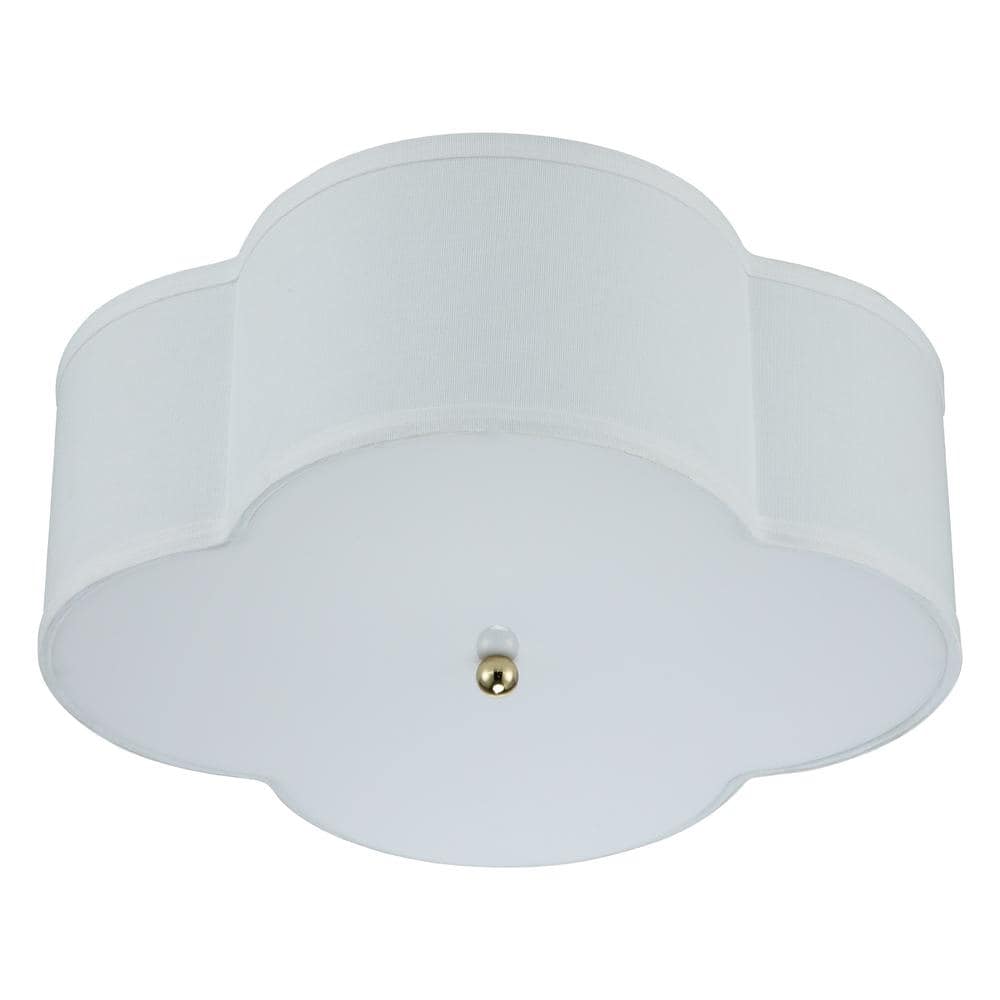 17 in. 2-Lights White Linen Flush Mount with Acrylic diffuser - Hercitys