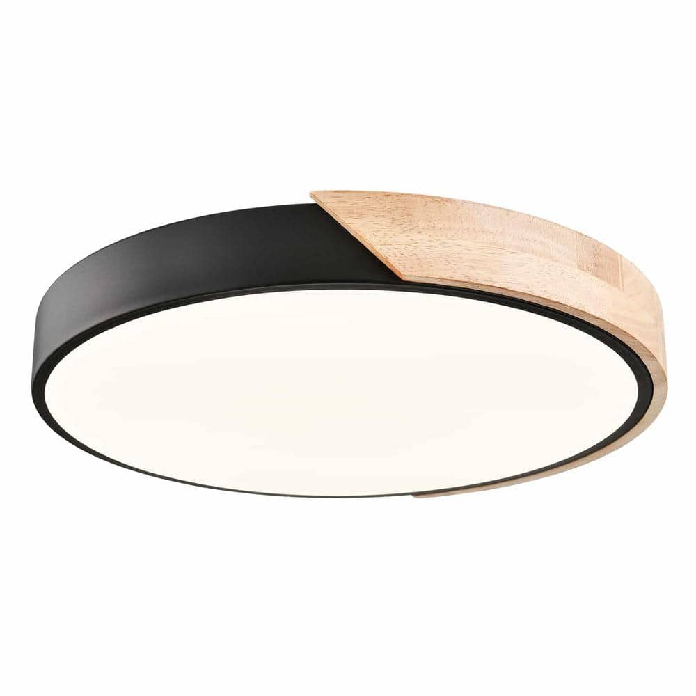 16.93 in. 1-Light Black Flush Mount with No Glass Shade and No Light Bulb Type Included (1-Pack) - Hercitys