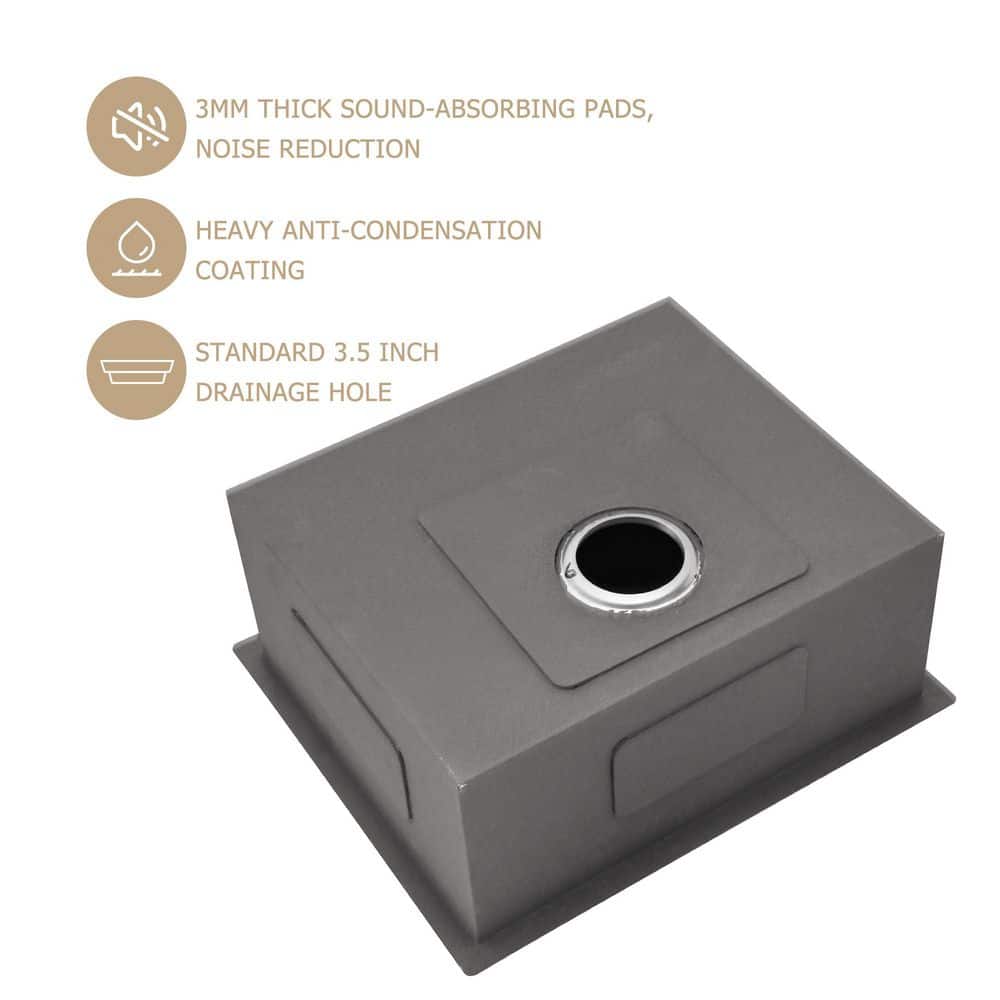 21 in. Undermount Single Bowl 18 Gauge Stainless Steel Bar Sink Kitchen Basin with Bottom Grid & Strainer - Hercitys