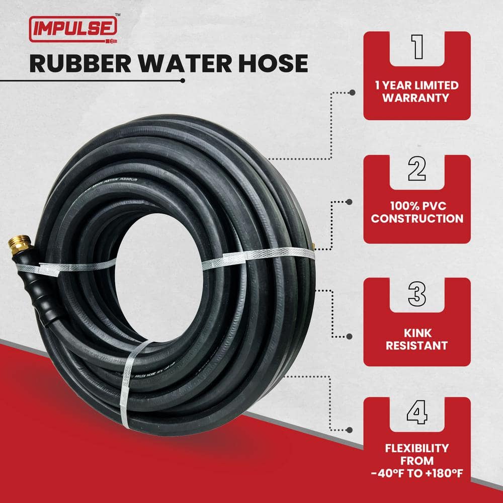 5/8 in. x 100 ft. Commercial Grade Rubber Water Hose - Hercitys