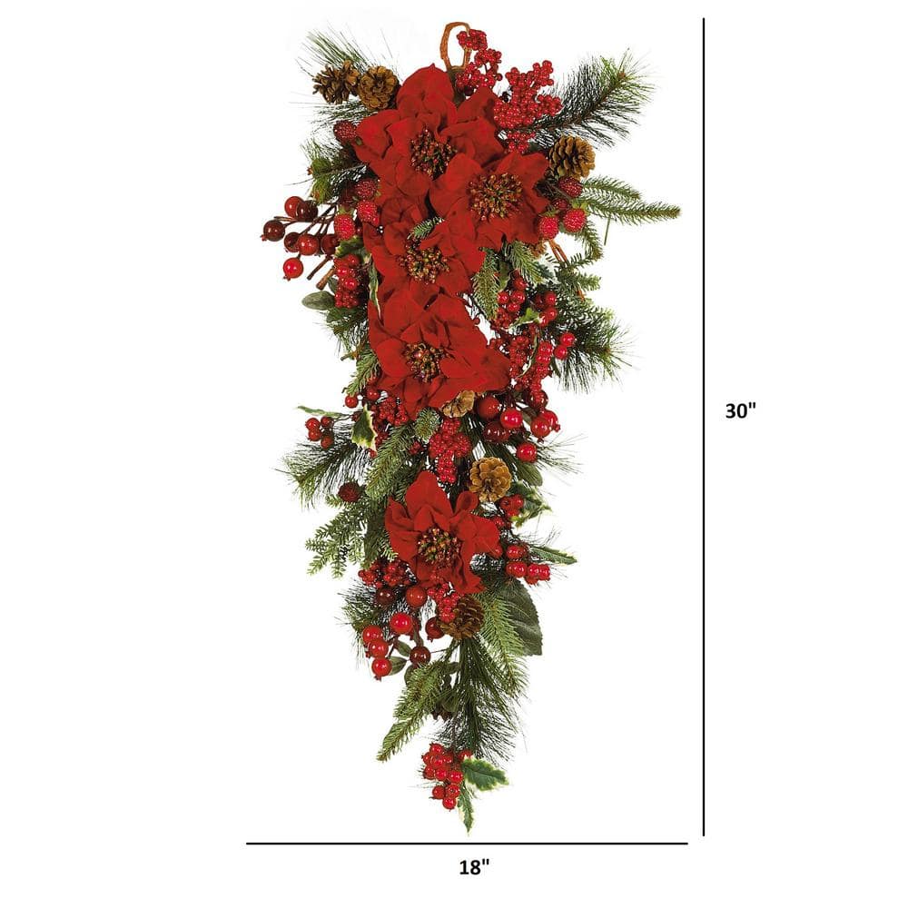 30 in. Tear Drop Artificial Poinsettia - Hercitys