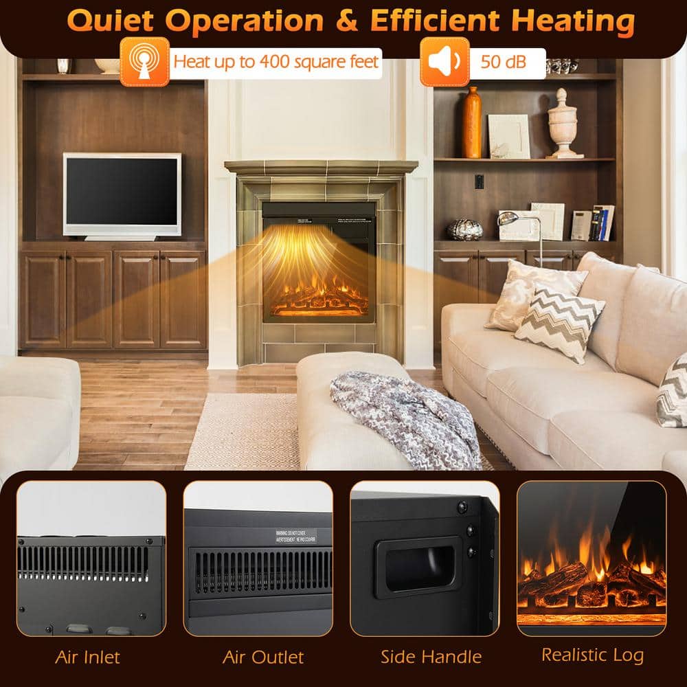 18” Electric Fireplace Insert 5100 BTU Freestanding Heater with Remote Control - Hercitys