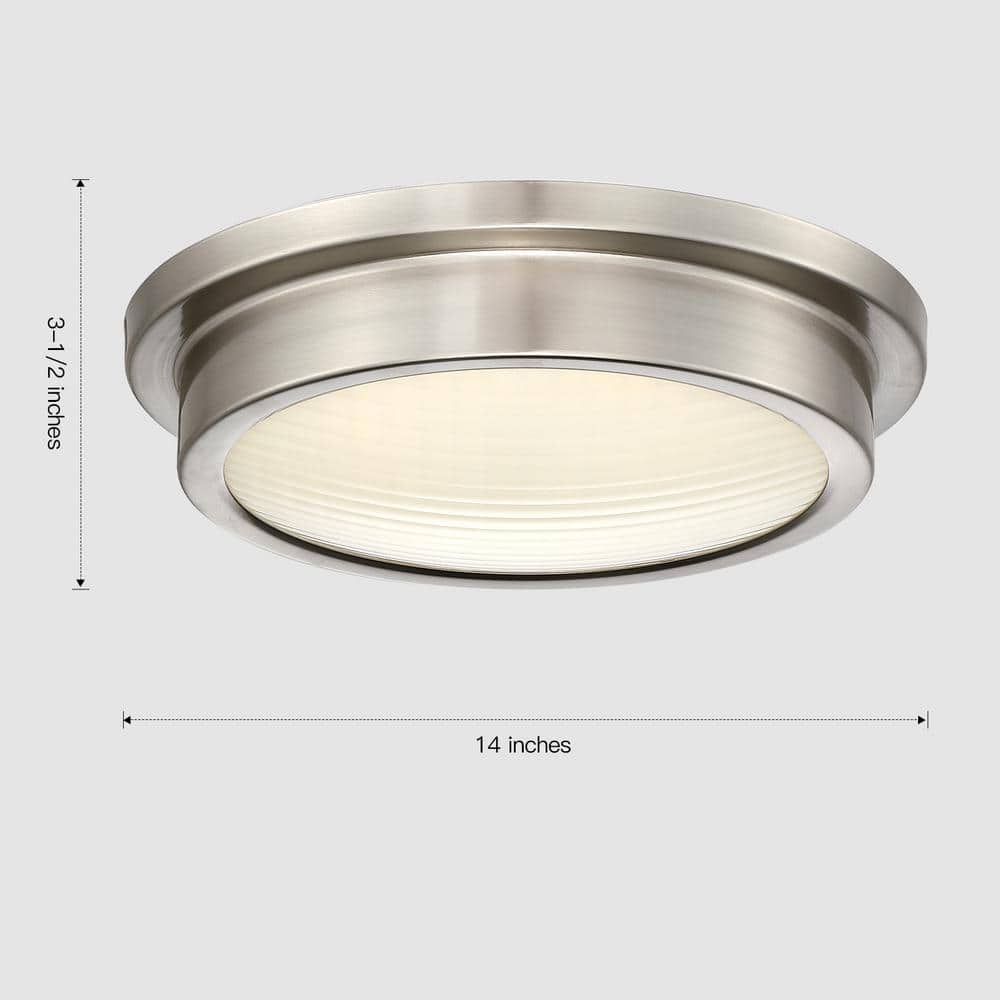 14 in. Light Brushed Nickel 25-Watt Adjustable CCT Integrated LED Flush Mount - Hercitys