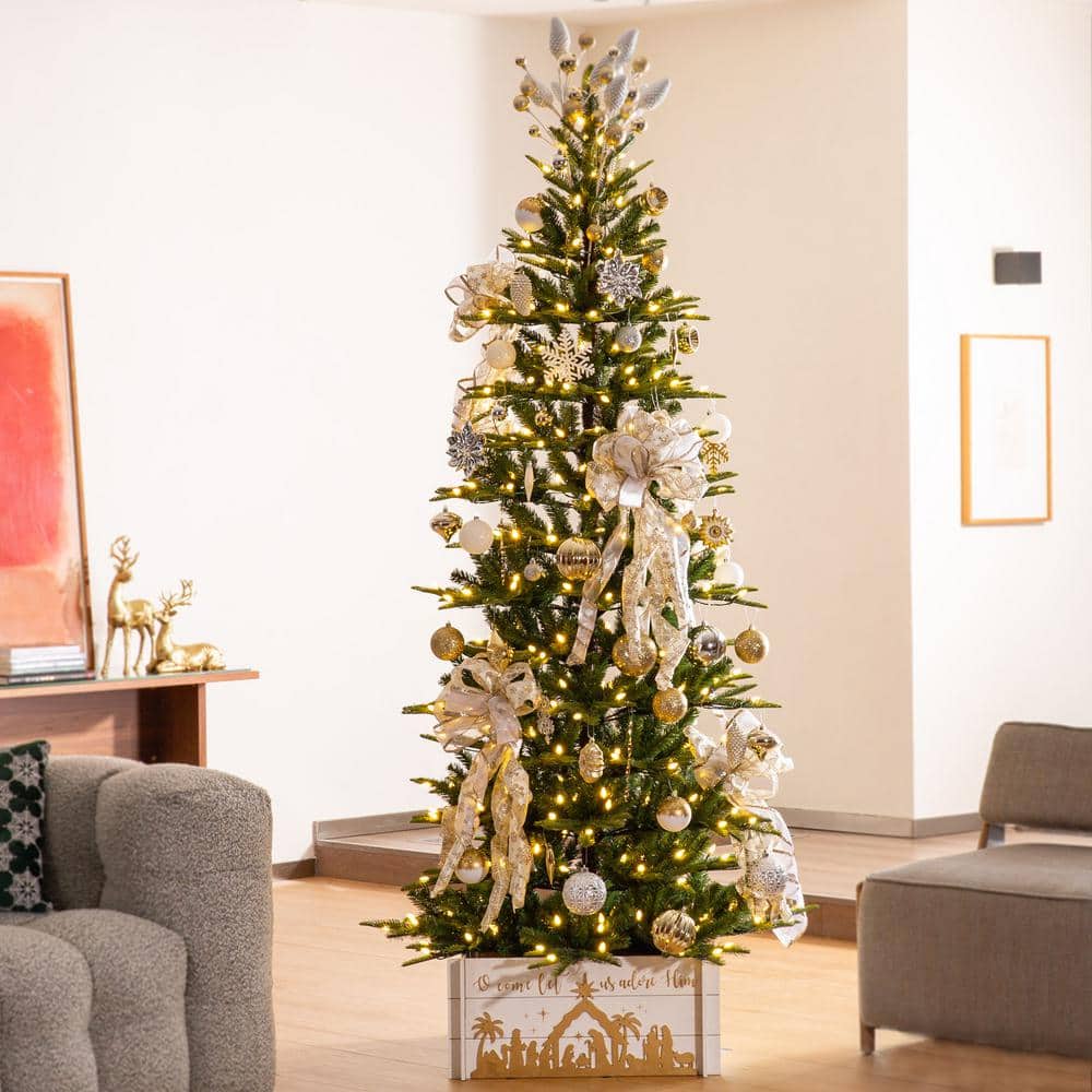 24 in. L Wooden Nativity Scene Tree Collar - Hercitys