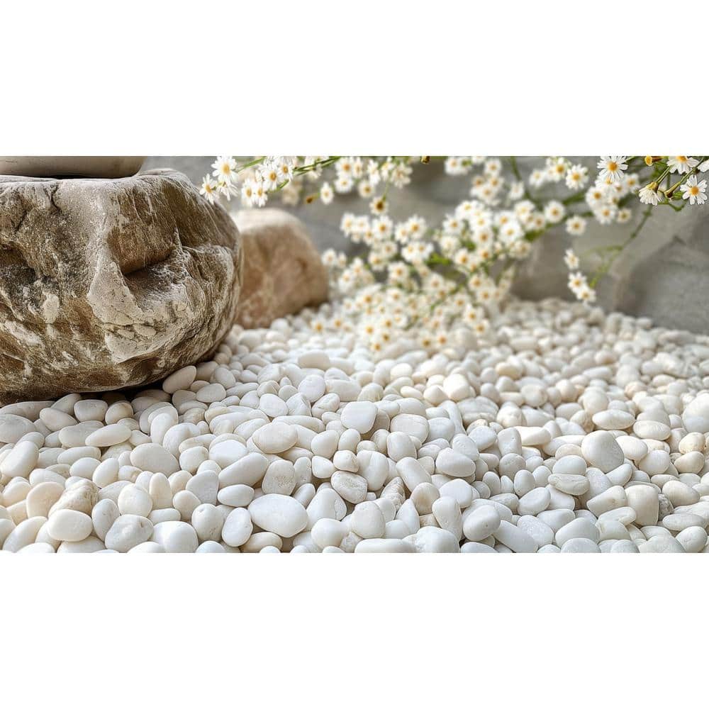 0.40 cu. ft. 1 in. to 2 in. 30 lbs. Grade A White Polished River Pebbles - Hercitys