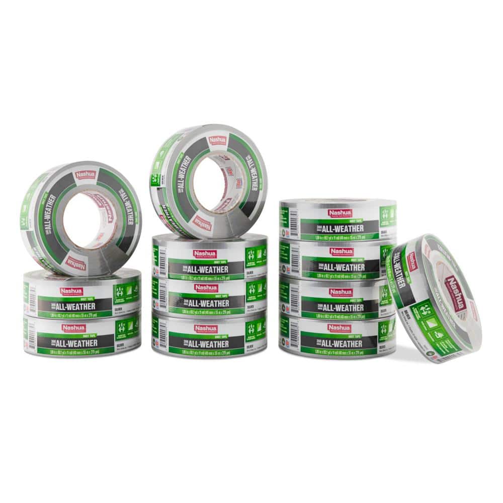 1.89 in. x 60 yd. 398 All-Weather HVAC Duct Tape in Silver Pro Pack (12-Pack) - Hercitys