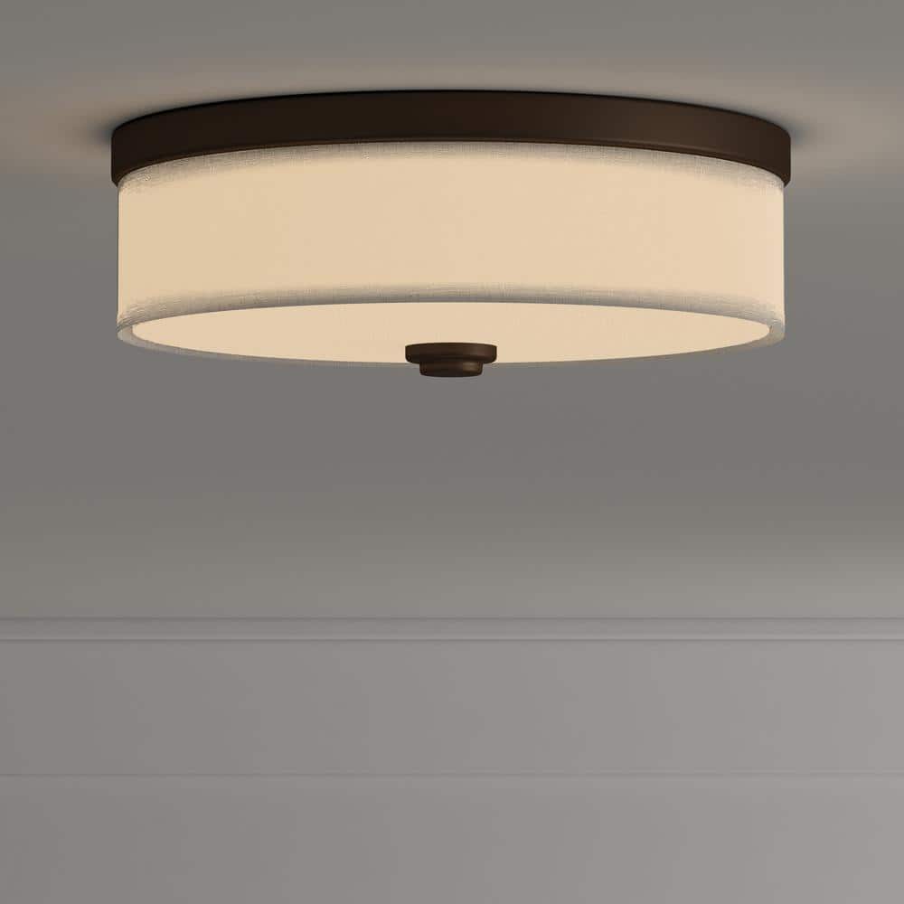 10 in. Weaver Collection 1-Light Antique Bronze Integrated LED Flush Mount - Hercitys