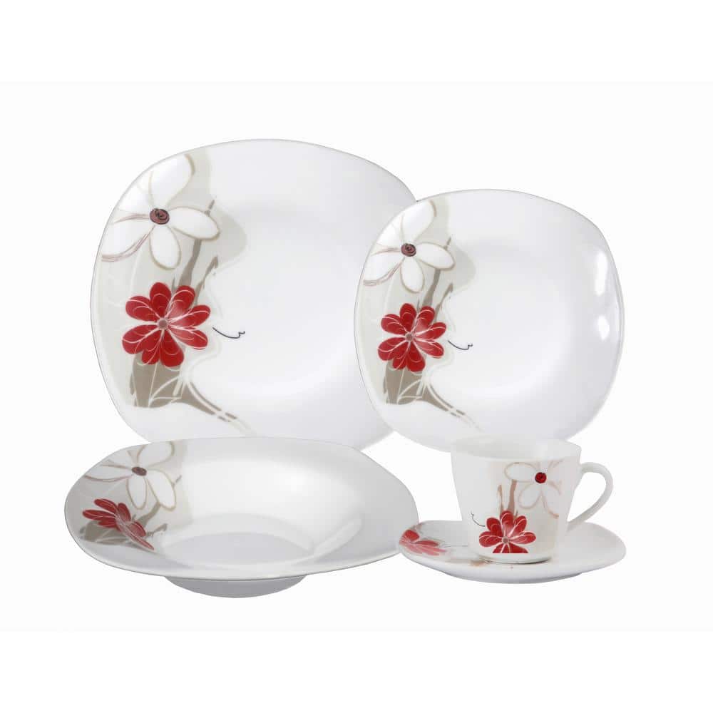 16-Piece Casual Shiny Finish Porcelain Dinnerware Set (Service for 4) - Hercitys